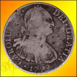 MEXICO 8 Reales 1799 Mo FM CAROLUS III Silver Coin CHINA CHOPMARK