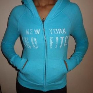 Abercrombie & Fitch Womens Sexy Hooded Blue Sweater Top Hoodie T Shirt