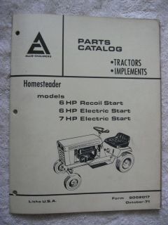 AC ALLIS CHALMERS HOMESTEADER 6 & 7 HP LAWN TRACTOR MOWER PARTS