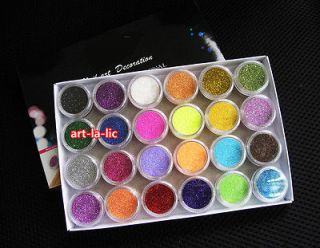 Shiny Fine Glitter Nail Art Kit Acrylic UV Powder Polish Tips Set