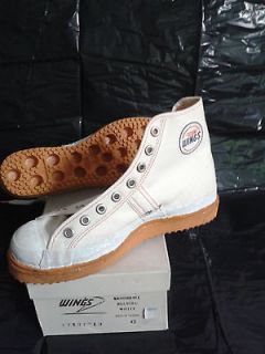 VINTAGE MENS BROOMBALL WINGS BALMORAL WHITE SNEAKERS SHOES 8 1978 70