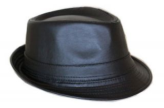 New Men Women Faux Leather Trilby Fedora Hat Cap Black Brown color