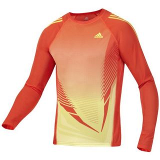 Adidas ClimaLite AdiZero Mens Orange Formotion Long Sleeve Tee Running