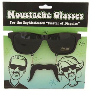 Black UV Hanging Moustache Retro Sunglasses Novelty Glasses With
