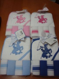 BABY/INFANTS BEVERLY HILLS POLO 5 PIECE HOODED TOWEL AND WASHCLOTH SET