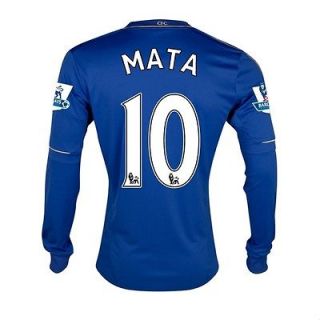 Adidas Juan Mata 10 Chelsea LONG SLEEVE Home Soccer Jersey Blue Gold