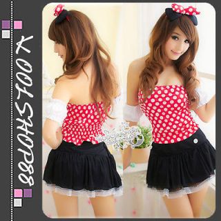 Adult Ladies Outfit Minnie Mickey Mouse Fancy Dress Up Costume +Ears