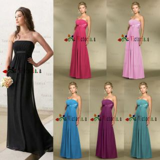 Stock Chiffon wedding gown prom/bridesmaid/evening Dresses Size 6 8 10