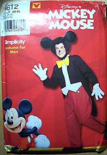 Mickey Mouse Mens Youth XS to XL Costume PATTERN Simplicity 9386 Walt