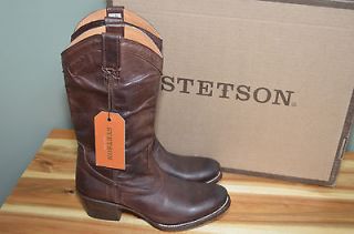 370 Handmade Leather Stetson Womens Aidan Cowboy Western Boot Brown,5M
