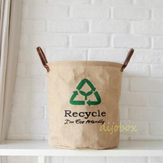 Simple Style Stackable Jute Basket Storage Bin Laundry Case 35cm