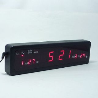 Modern Long Chocolate BIg LED Time 8 Alarm Calendar Clock