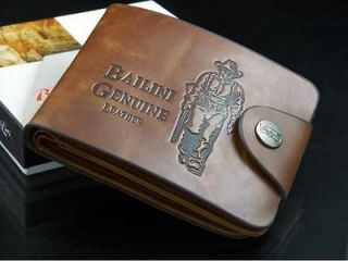 New Design Mens Genuine Leather Bifold Wallet Multi Pocket Purse