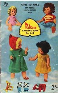 Vintage c1960s PATONS KNITTING BOOK C12   Knit DOLLS CLOTHES, TEA