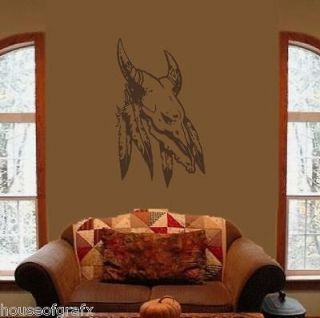 Indian Native American Feathers Skull Wall Art Decal Decals Stickers