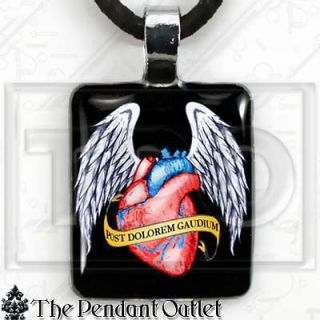 Anatomical Heart Tattoo Post Dolorem Gaudium Goth Gothic Charm Pendant