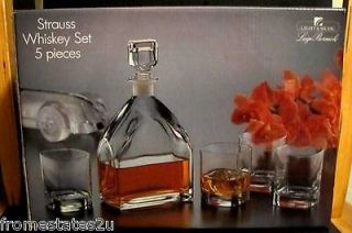 IOB Strauss fine crystal Whiskey set no liquor Barware Decanters
