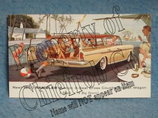 1960 Rambler Custom 3 Seat Cross Country Station Wagon NOS Postcard