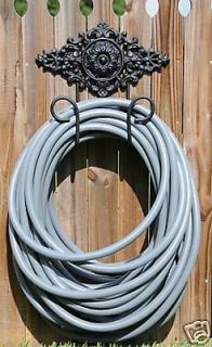 ROSETTE SOLID STEEL GARDEN HOSE HANGER WALL MOUNTED REEL STAND MADE IN