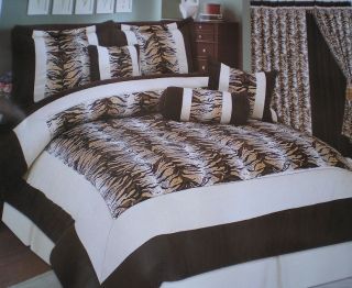 Soft Short Fur and micro suede tiger skin safari Comforter Bedding in