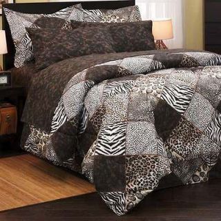 ZEBRA STRIPE LEOPARD ANIMAL PRINT 8pc Queen Size Comforter Sheets Bed