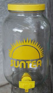 ANCHOR HOCKING Yellow Sun Tea Suntea Drink Tapper Jar Spigot 1 Gallon