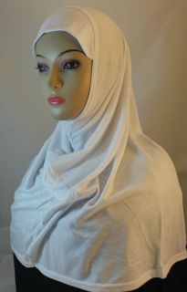 New One Piece Cotton Hijab Amira Plain White Color Islamic Head Scarf
