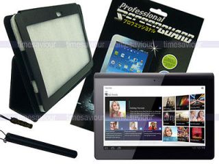 Black Leather Case+Screen Protector+Styl us for Sony Tablet S 9.4