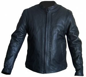 Mens  low profile  Native American Black Leather Motorcycle Jacket W
