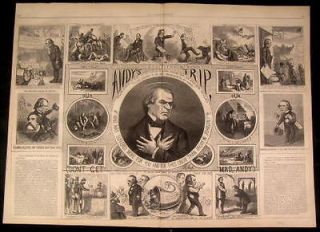 Andrew Johnson Thomas Nast 1866 Harpers Weekly antique wood engraving