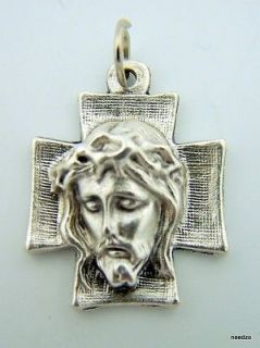 Lot Of 3 Petite Sorrowful Head Of Jesus Cross Pendant Medal