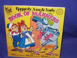 Vintage Raggedy Ann &Andy Book of Manners w/Record 1981