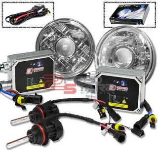 7X7 ROUND PROJECTOR GLASS HEADLIGHT+4300K H4 HID+HIGH LOW BEAM+LARGE