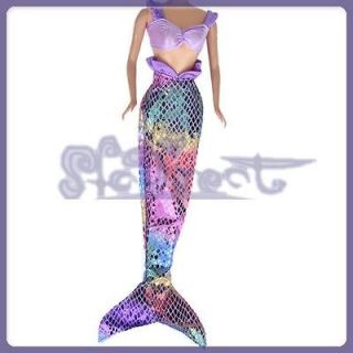 Gown Bra 2 / Set Sparkly RAINBOW Doll Mermaid outfit costume Clothes