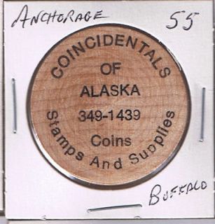 Alaska Wooden Token   ANCHORAGE   Coincidentals   buffalo