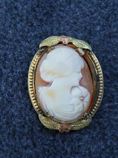 Cameo Brooch with 10K Yellow Gold Accents