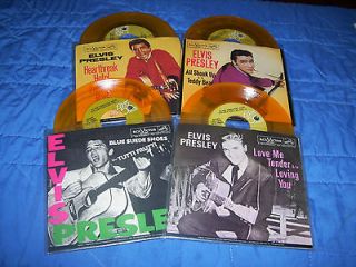 Elvis Presley (LOT 1) FOUR 50th ANN GOLD COLORED 45S USA