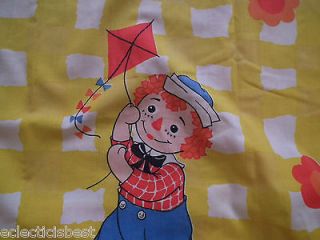 Vintage Raggedy Ann & Andy YELLOW GINGHAM Bed FITTED SHEET Fabric