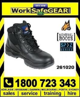 Mongrel Safety Boots (261020) Low Cut in Black Steel Cap Lace Up Zip