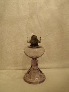 Vintage WHITE FLAME LIGHT CO. Amethyst Purple Glass Oil Lamp W