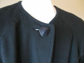 Regency Pure Cashmere Black Vintage One Button Swing Coat Size 8