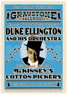 Jazz Duke Ellington at Detroit Concert Poster 1933