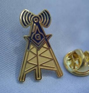 Masonic Amateur Radio Ham Lapel Pin and Pouch
