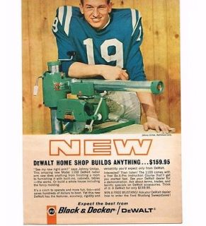 1964 Dewalt Radial Arm Saw Johnny Unitas Baltimore Colts Vintage Print
