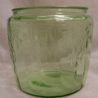 Biscuit Cookie Jar Green Depression Glass Hocking Cameo