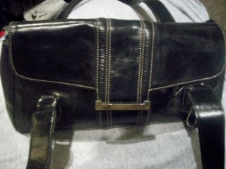 APT 9 Ladies Medium Size Handbag Shoulder Bag BLACK Leather EUC