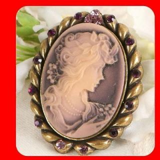 Crystal CAMEO Vintage Antique Style Pin Brooch & pendant for necklace