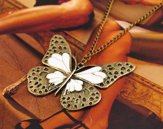 2012 NEW Classical fashion noble White wings Butterfly necklace N64