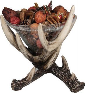 Deer Antler Glass Dish Home Ranch Lodge Cabin Hunting Outdoor Decor