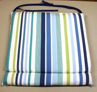 Outdoor Patio Chair Pad with Ties ~ Breton Blue ~ 18 x 17.5 x 1.5